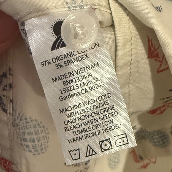 112 Fundamental Coast Organic Cotton Floral Button Down Large Coastal Casual - Picture 3 of 6